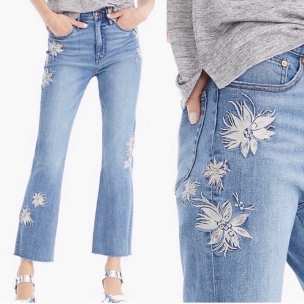 J. CREW-Point Sur Embroidered Kick Out Chopped